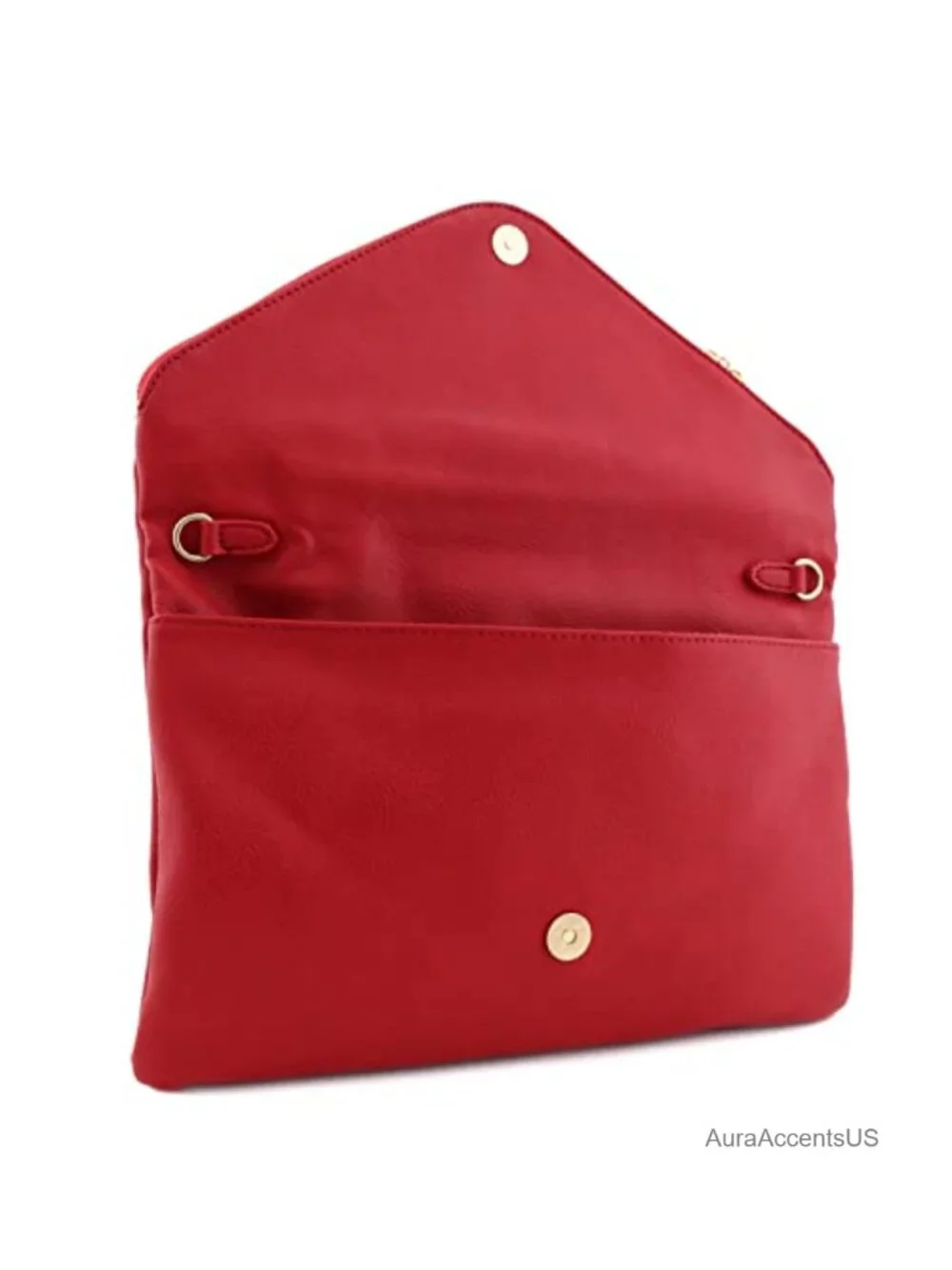 XL Faux Leather Envelope Clutch Evening Bag with Detachable Chain Strap